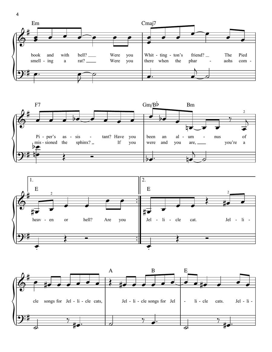 Jellicle Songs For Jellicle Cats (from the Motion Picture Cats) Easy Piano scores gallery preview page 4