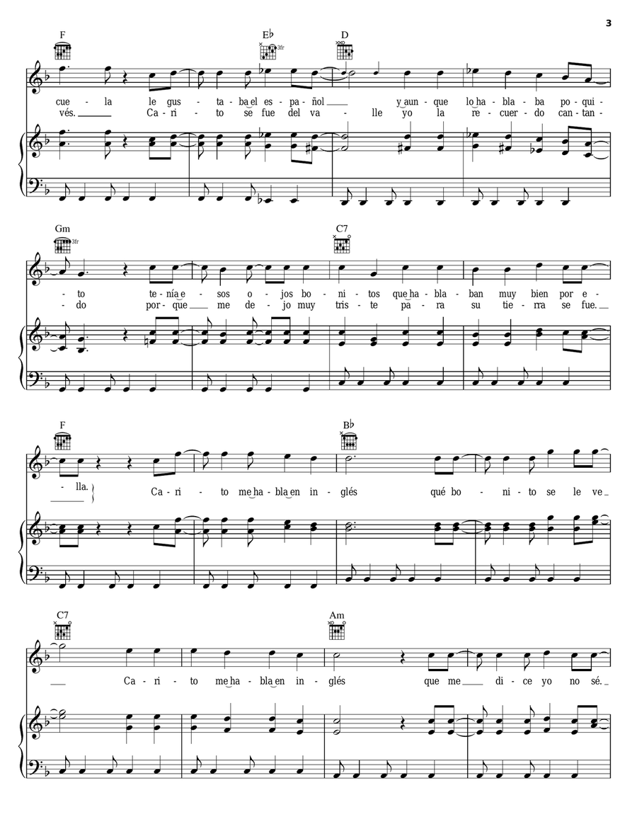 Carito Carito Piano, Vocal, Guitar scores gallery preview page 3