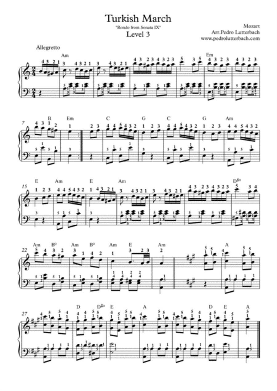 Turkish March Piano Solo scores gallery preview page 1