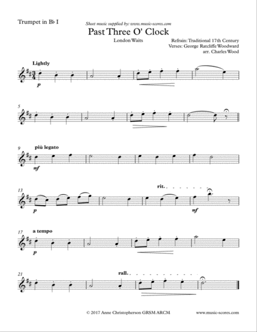 Past 3 o'clock - 3 Trumpets and Tuba Trumpet Trio scores gallery preview page 2