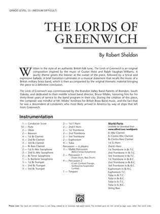 Book cover for The Lords of Greenwich: Score