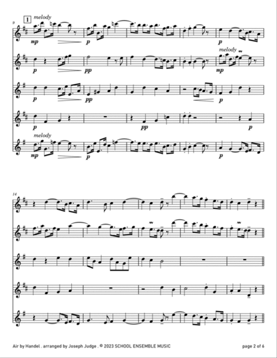 Air by Handel for Saxophone Quartet in Schools Saxophone Quartet scores gallery preview page 2