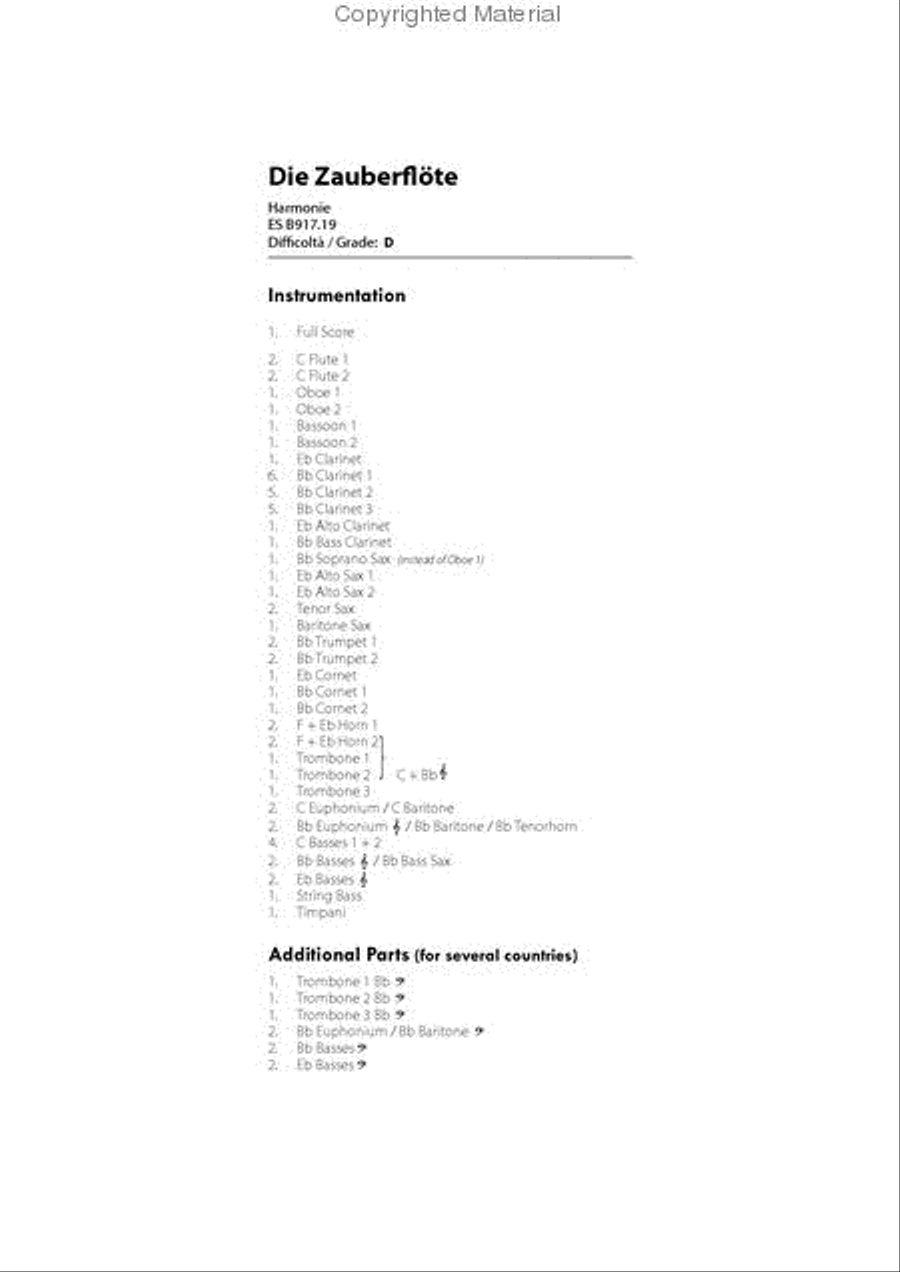 The Magic Flute - Overture Concert Band scores gallery preview page 2
