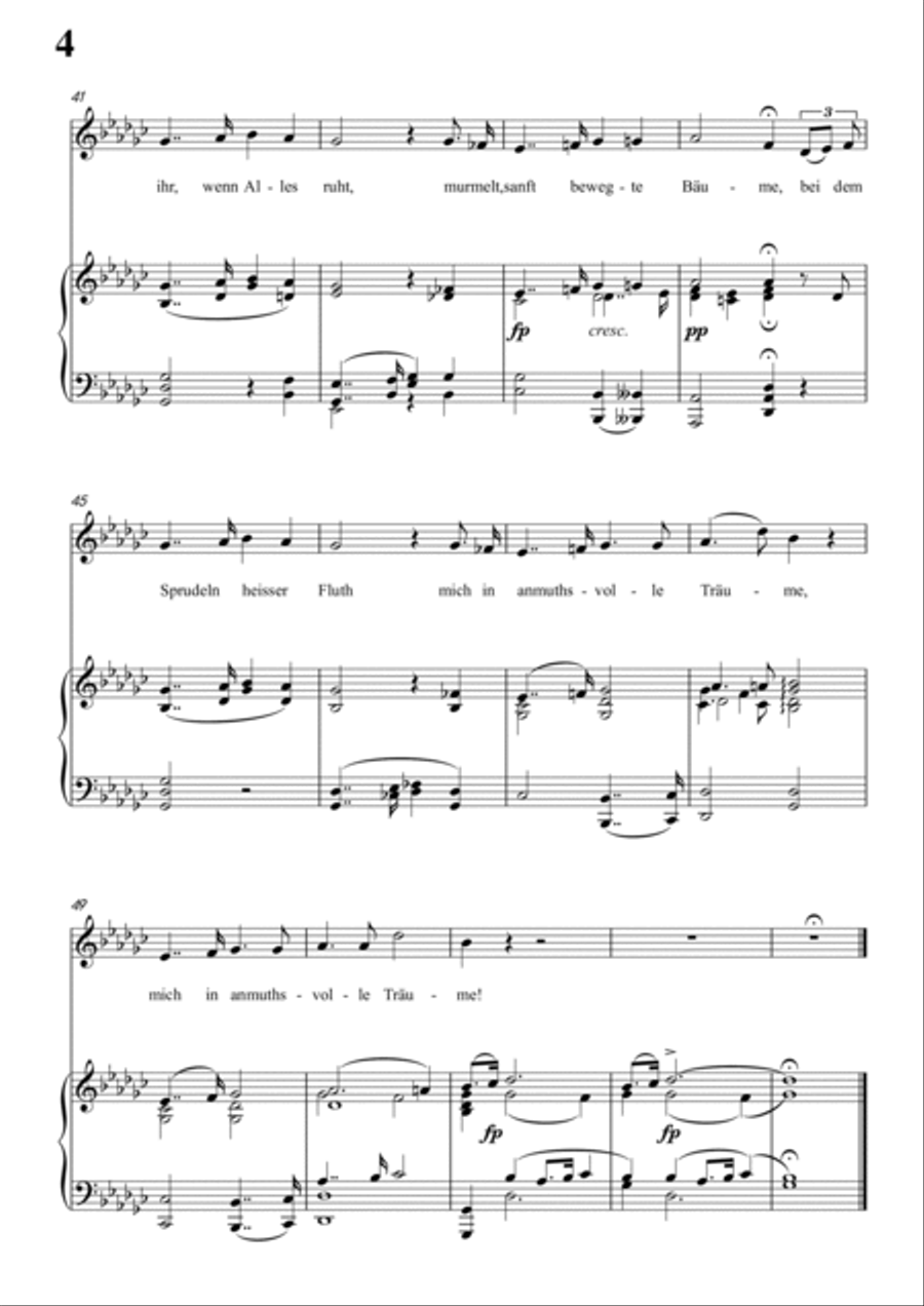 Schubert-Die Nacht in bG D.358,for Vocal and Piano Voice scores gallery preview page 5