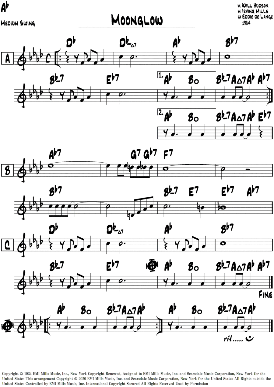 Moonglow Piano scores gallery preview page 1