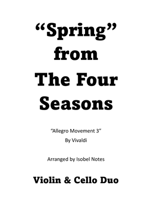 "Spring" from The Four Seasons Allegro Movement 3 - Violin & Cello Duo