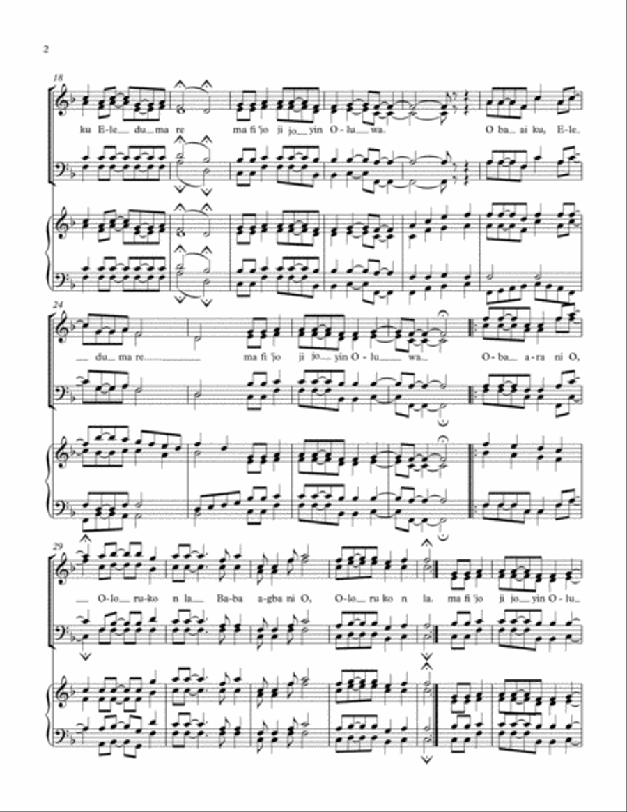 MA FI 'JO YIN OLUWA MA FI 'JO YIN OLUWA 4-Part scores gallery preview page 2