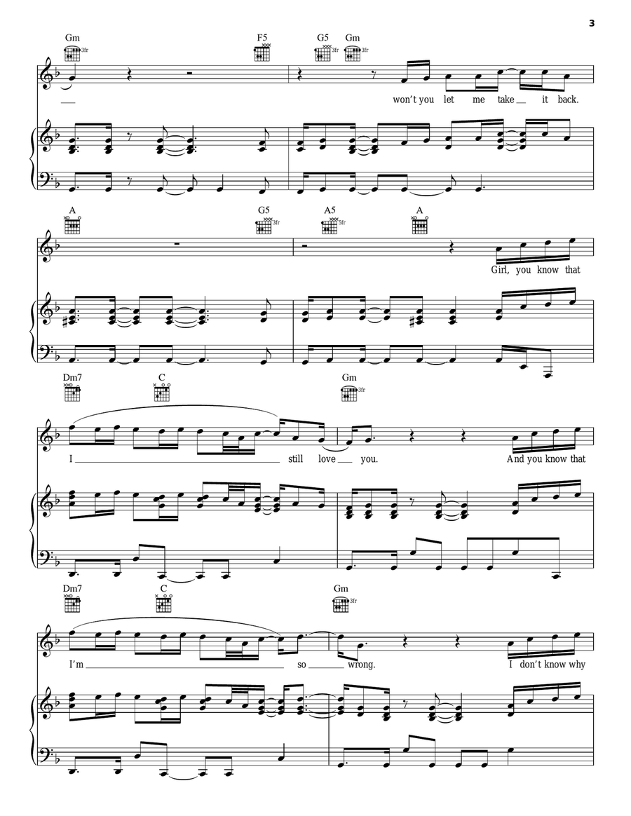 I Was Wrong I Was Wrong Piano, Vocal, Guitar scores gallery preview page 3