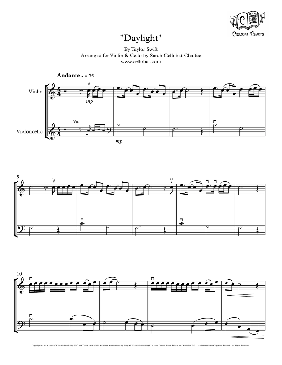 Daylight String Duet scores gallery preview page 1