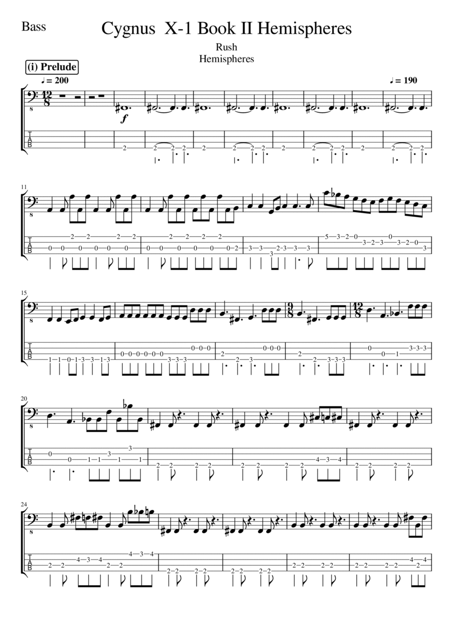Cygnus X-1 Book Ii: Hemispheres Guitar Tablature scores gallery preview page 1