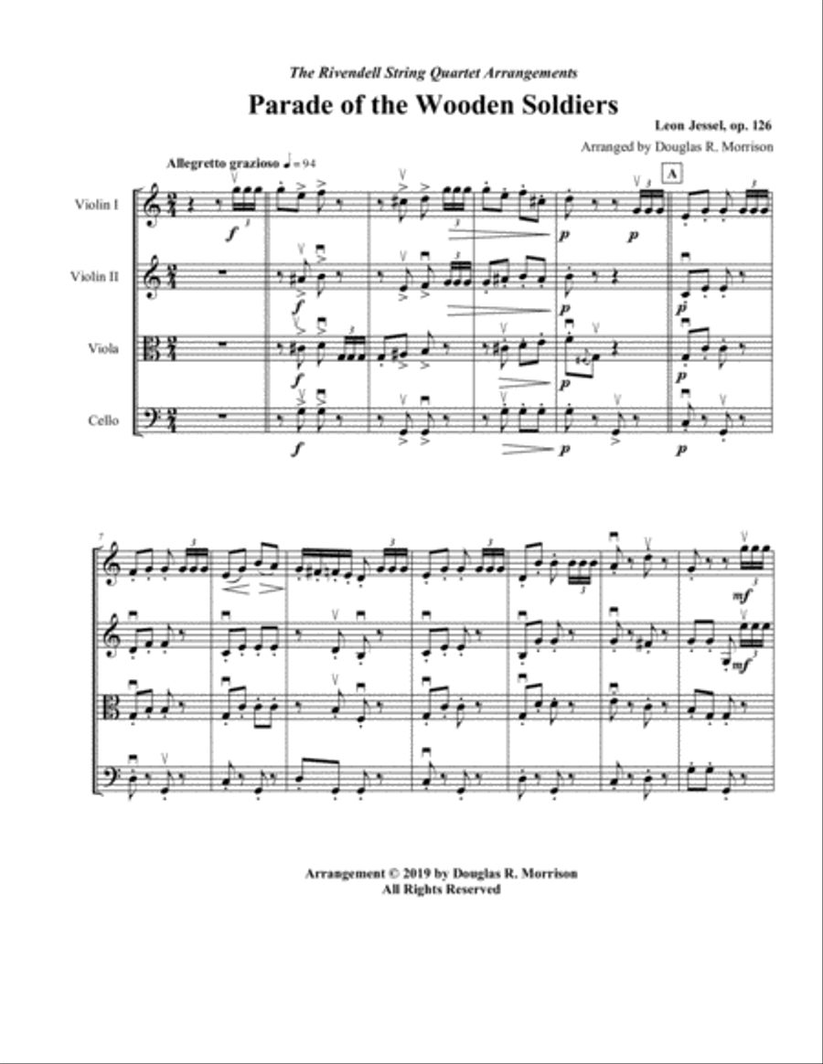 Parade of the Wooden Soldiers String Quartet scores gallery preview page 2