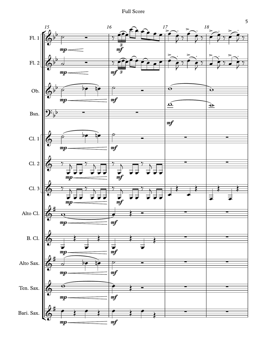 Voi Che Sapete - for woodwind choir Large Ensemble scores gallery preview page 5