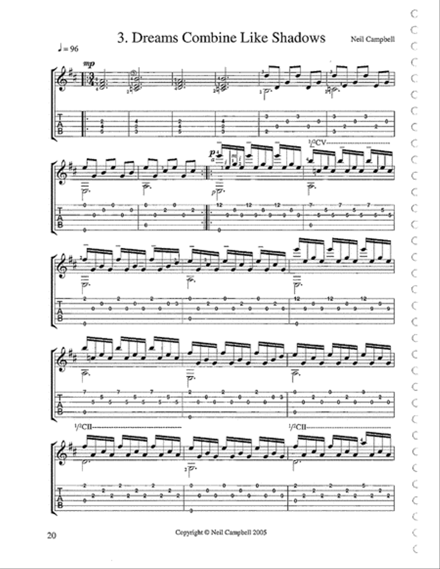 Dreams Combine Like Shadows Classical Guitar scores gallery preview page 1