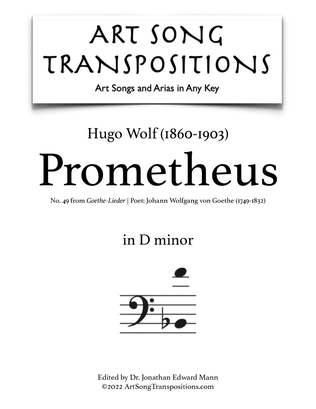 Book cover for WOLF: Prometheus (transposed to D minor)