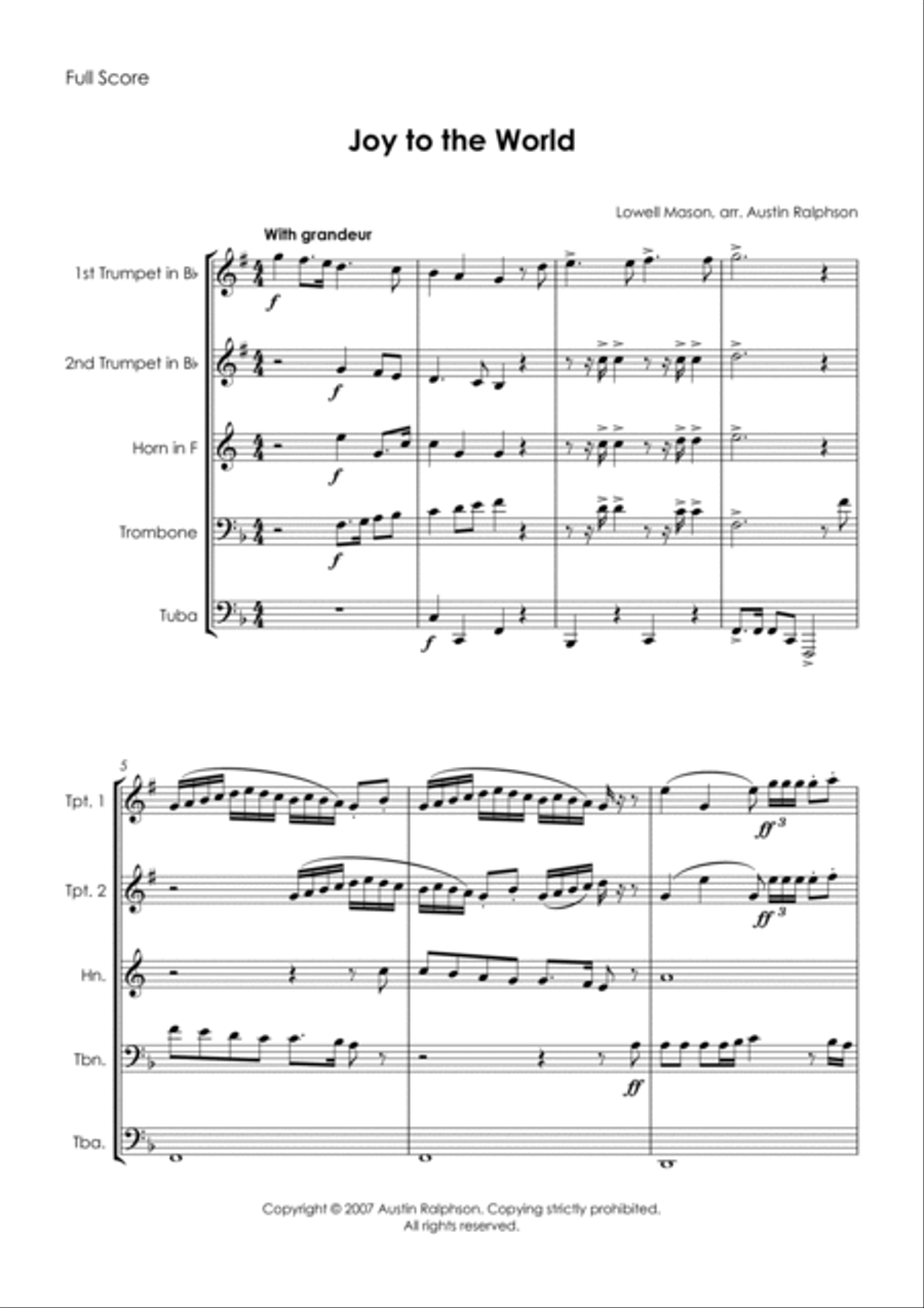 Joy To the World - brass quintet Brass Quintet scores gallery preview page 5
