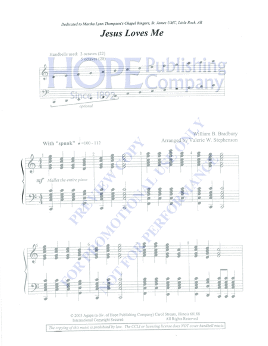 Jesus Loves Me 5-Octaves scores gallery preview page 2