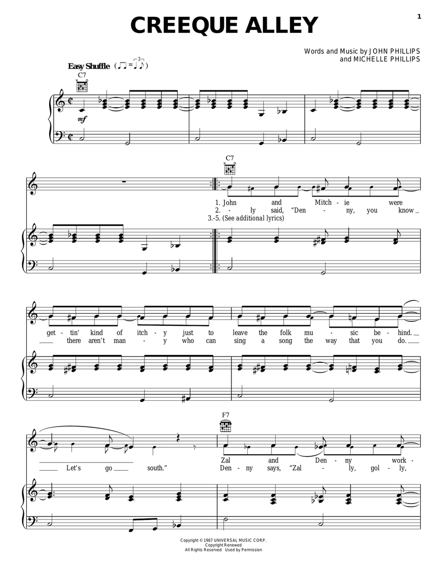 Creeque Alley Creeque Alley Piano, Vocal, Guitar scores gallery preview page 1