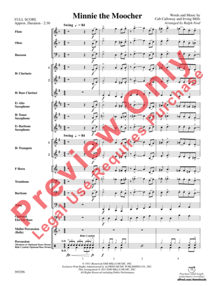 Minnie the Moocher Concert Band scores gallery preview page 4