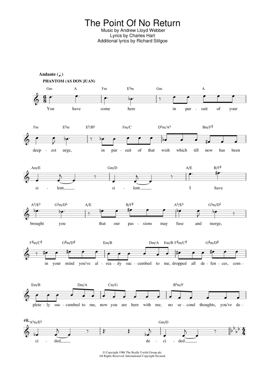The Point Of No Return (from The Phantom Of The Opera) Piano scores gallery preview page 1