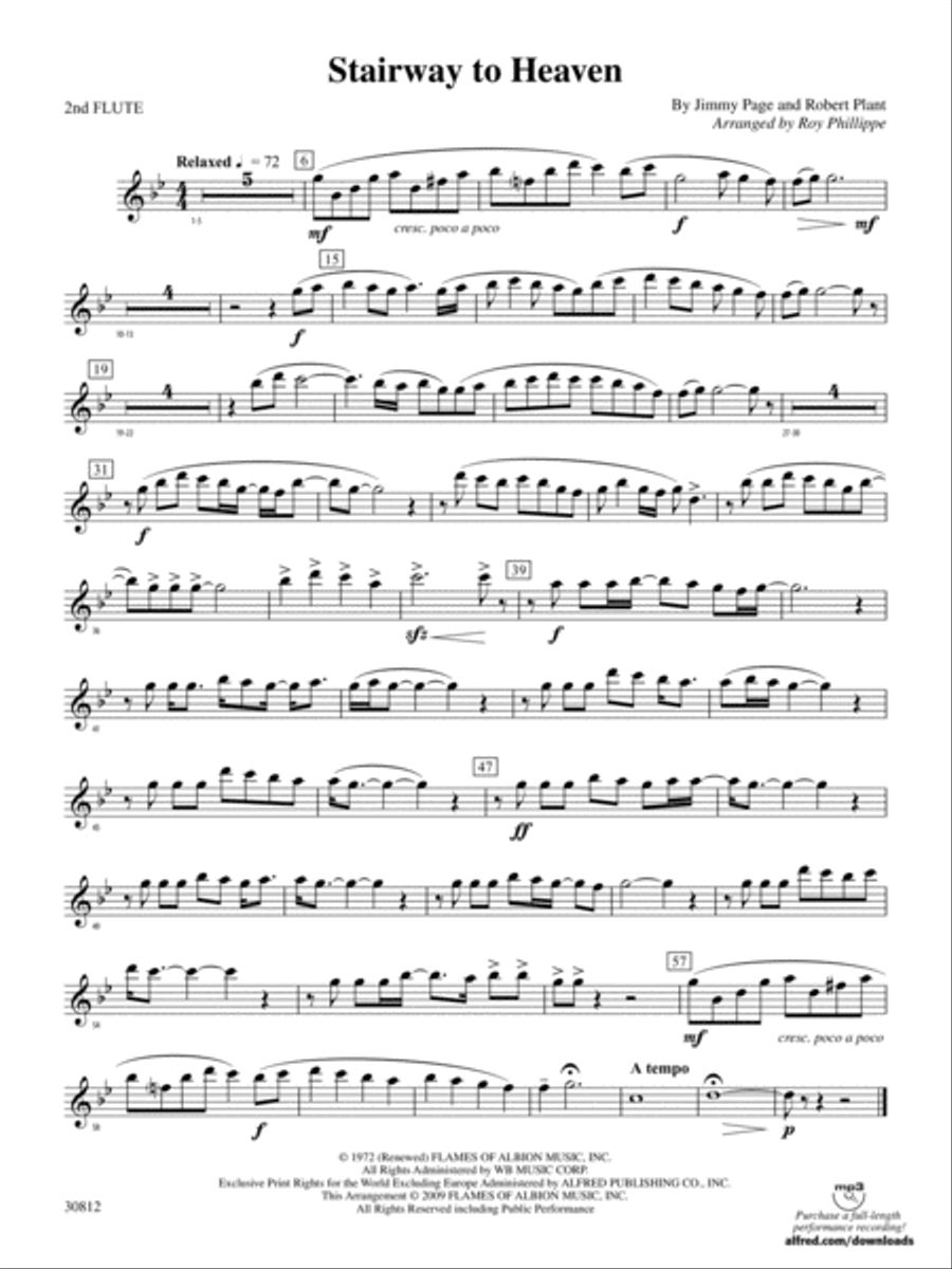 Stairway to Heaven: 2nd Flute Concert Band scores gallery preview page 1