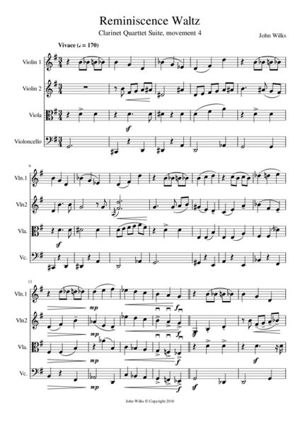 Reminiscence Waltz - String Quartet (Mov #4 of String Suite) image number null