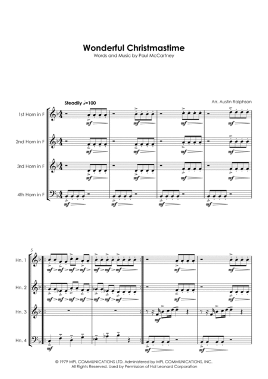 Wonderful Christmastime Horn scores gallery preview page 3