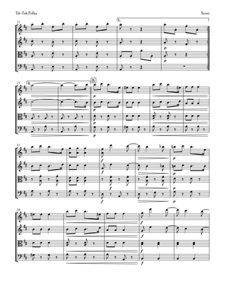 Tik-Tak Polka op. 356 from Die Fledermaus - for String Quartet image number null