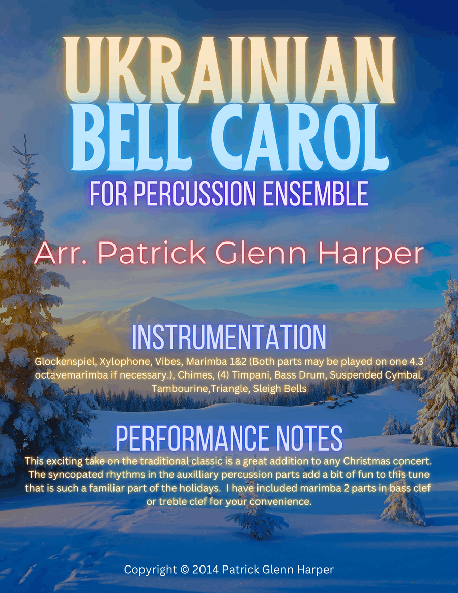 Ukrainian Bell Carol - for Percussion Ensemble Percussion Ensemble scores gallery preview page 1