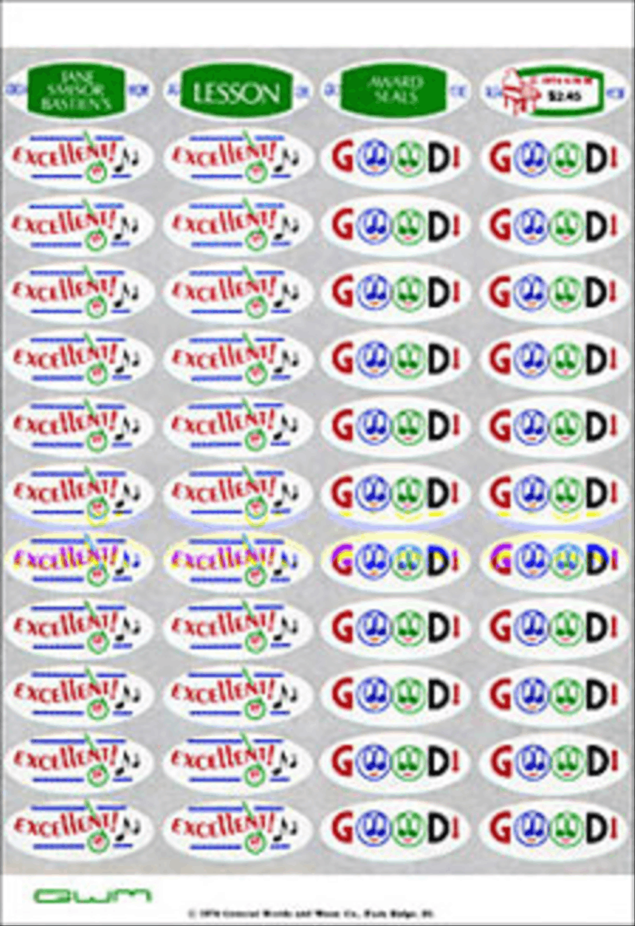 Bastien Lesson Award Seals Piano Method scores gallery preview page 1