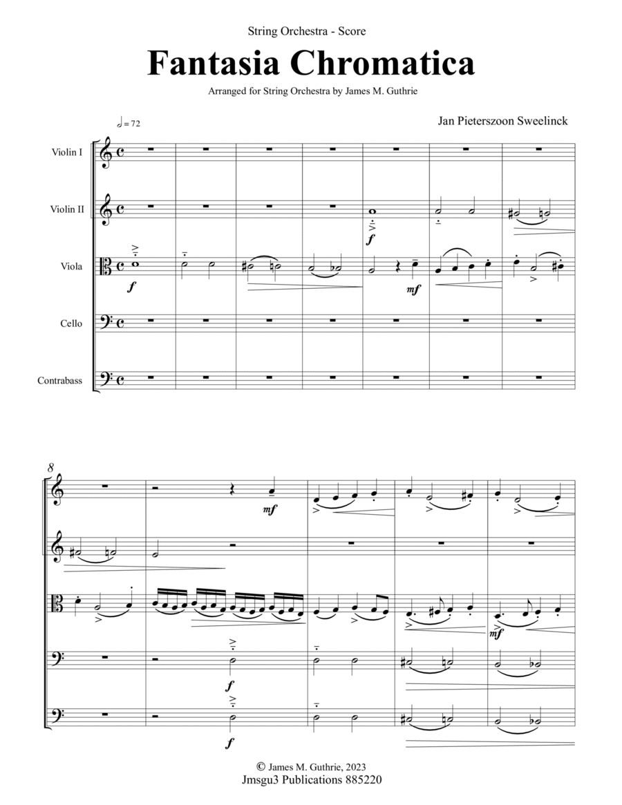 Sweelinck: Fantasia Chromatica for String Orchestra - Score Only image number null