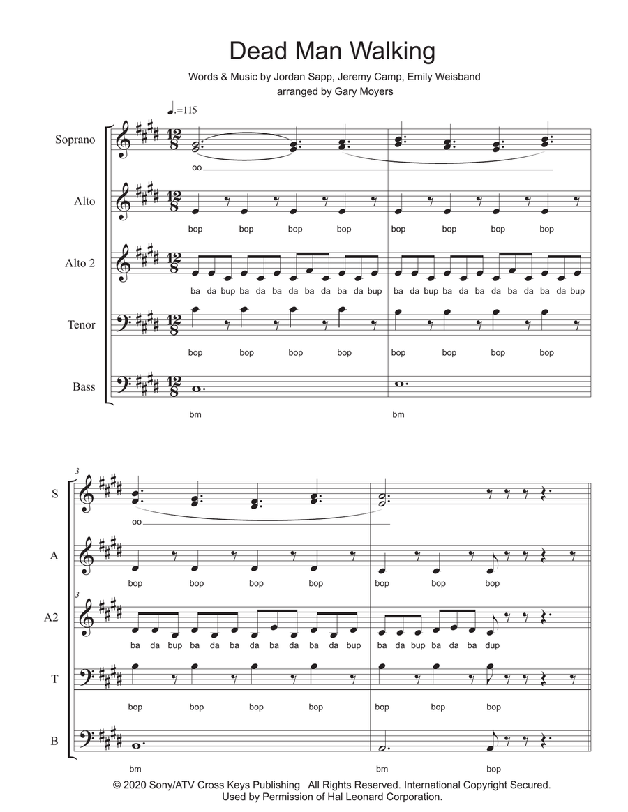 Dead Man Walking 4-Part scores gallery preview page 1
