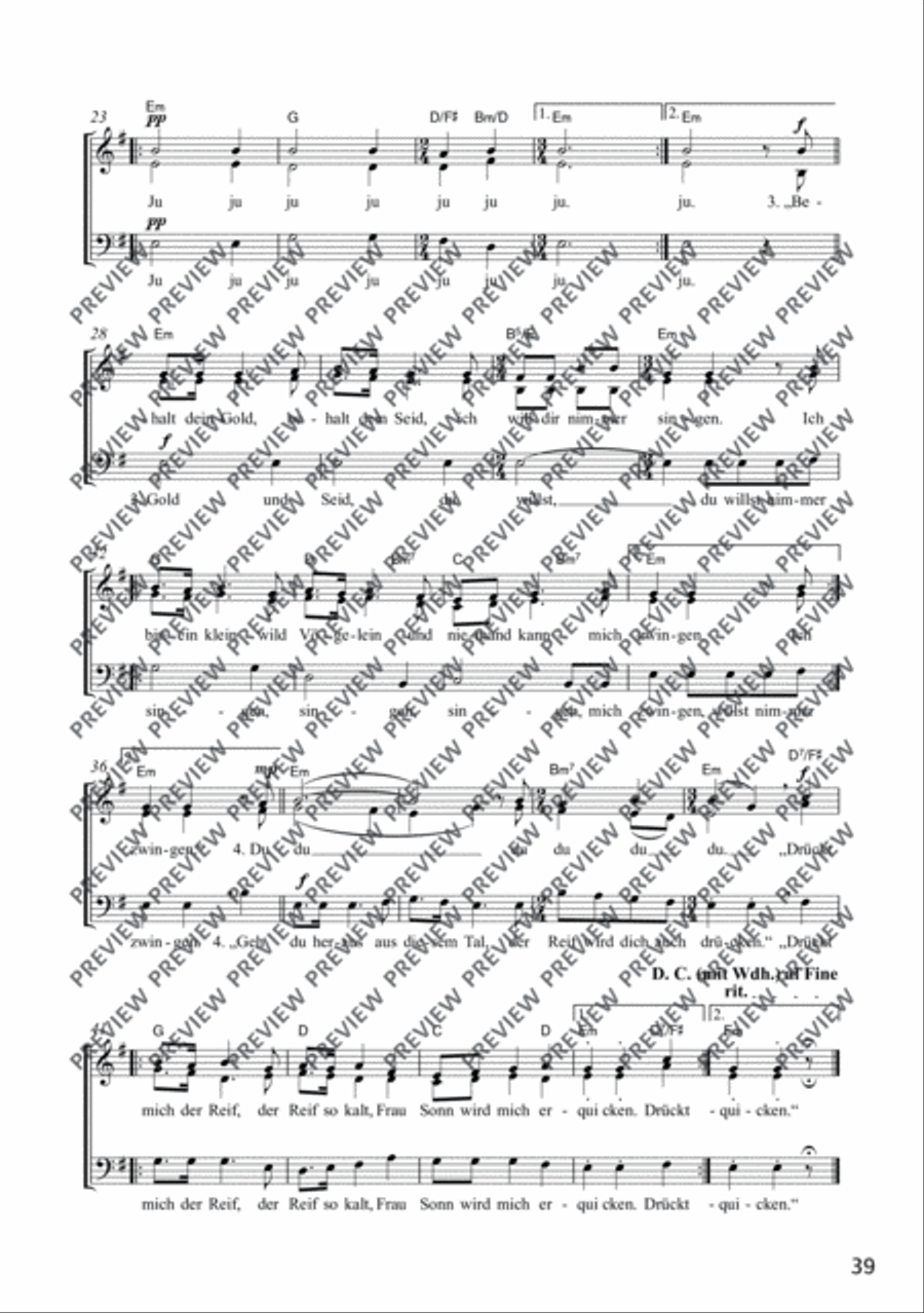 Es saß ein klein wild Vögelein 3-Part scores gallery preview page 3