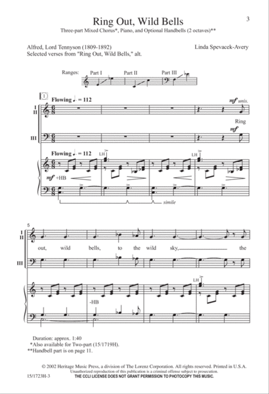 Ring Out, Wild Bells 3-Part scores gallery preview page 3