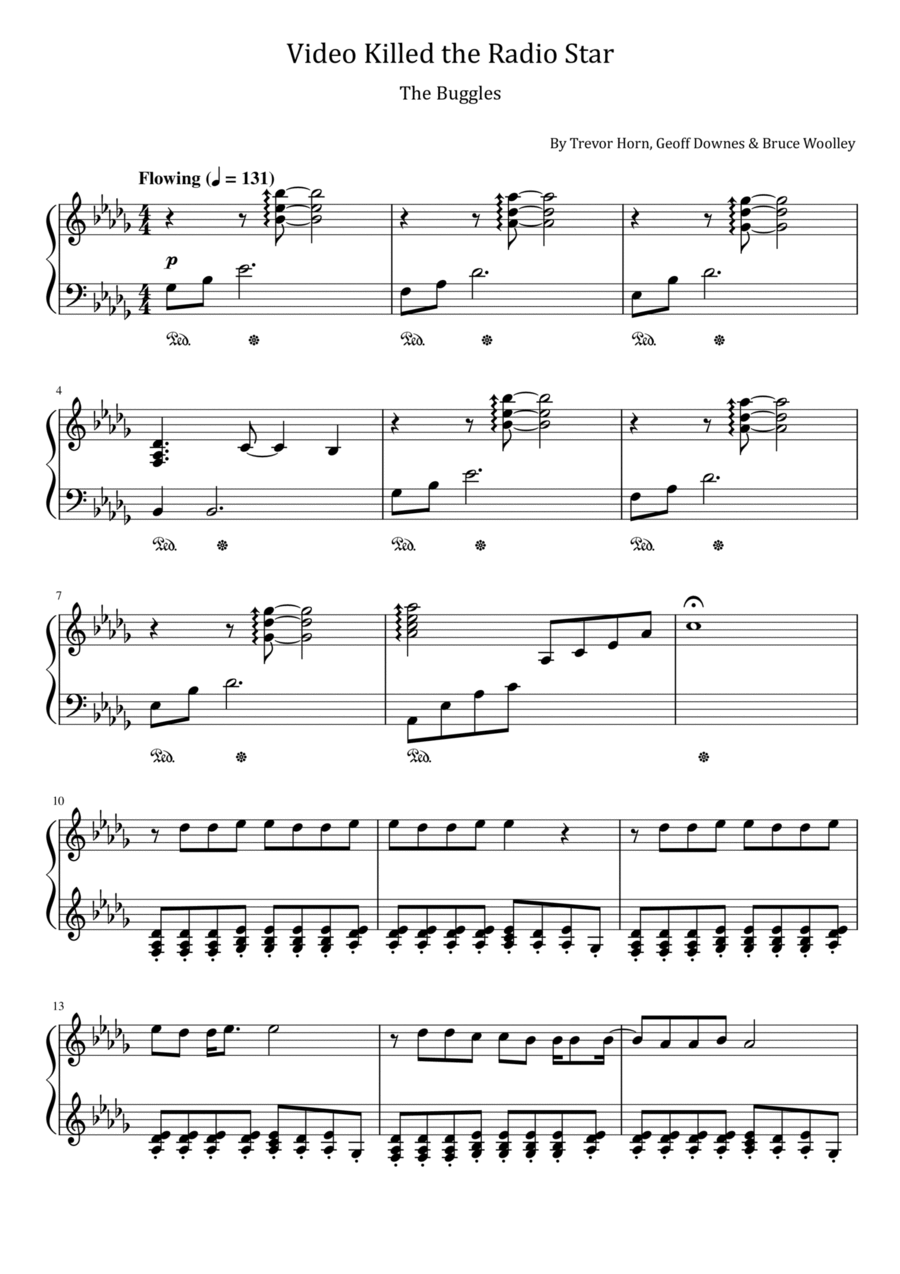 Video Killed The Radio Star Piano Solo scores gallery preview page 1