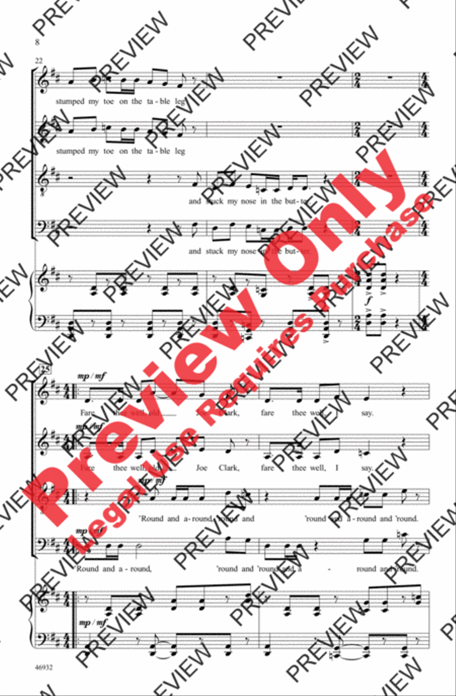Old Joe Clark 4-Part scores gallery preview page 8
