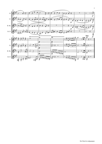 Der Mond ist aufgegangen - German Folk Song - Clarinet Quartet image number null