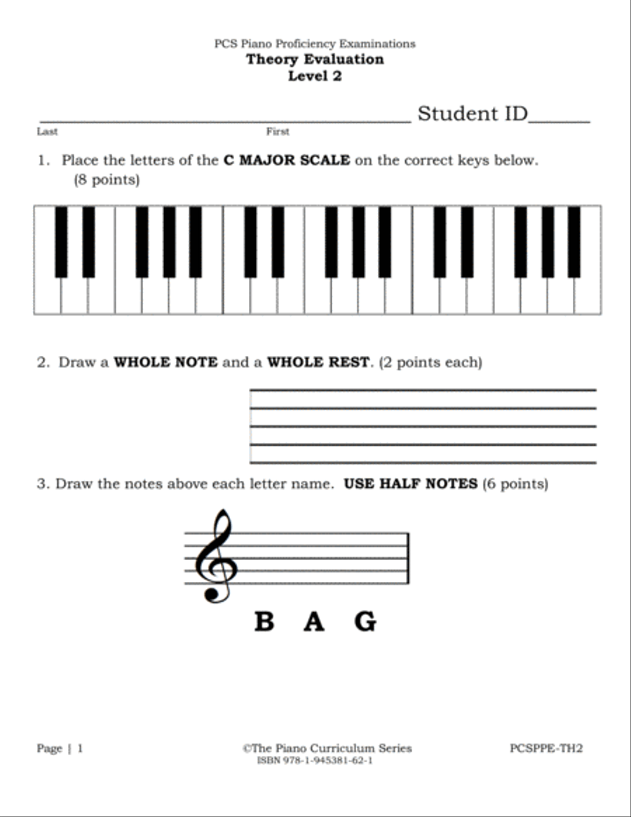 PCS Theory Evaluation-Level 2 Piano Method scores gallery preview page 2