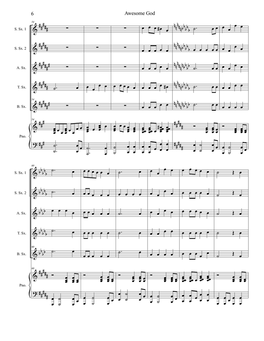 Awesome God Awesome God Saxophone Quintet scores gallery preview page 6