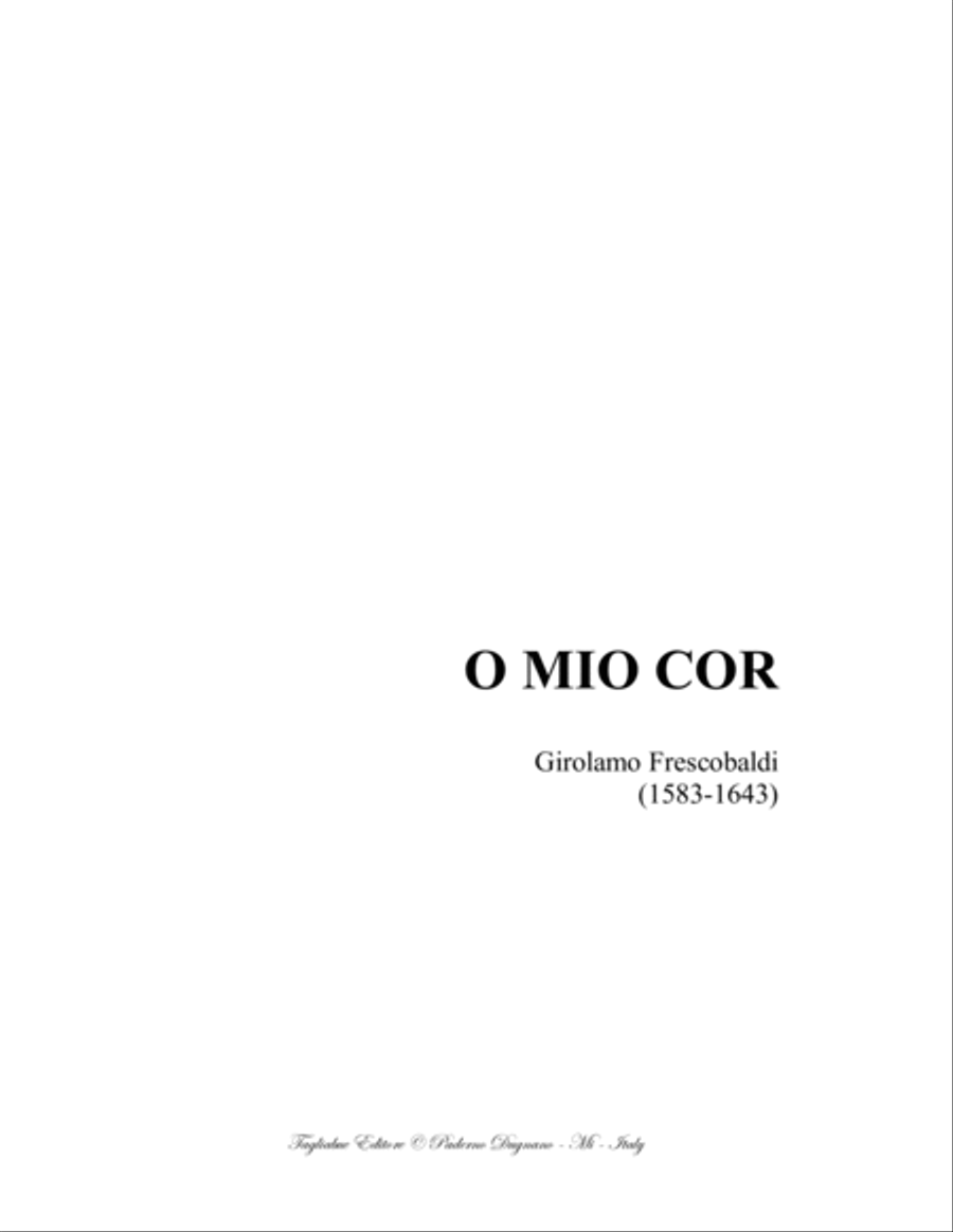 O MIO COR - G. Frescobaldi - For Soprano (or Tenor) and Cembalo High Voice scores gallery preview page 1