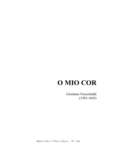 O MIO COR - G. Frescobaldi - For Soprano (or Tenor) and Cembalo image number null