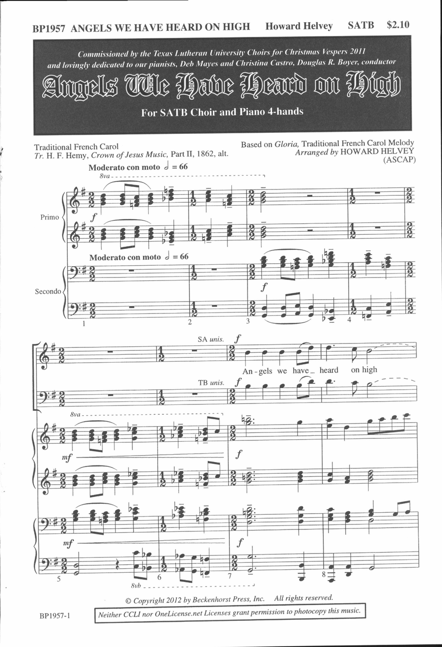 Angels We Have Heard on High - Helvey 4-Part scores gallery preview page 2