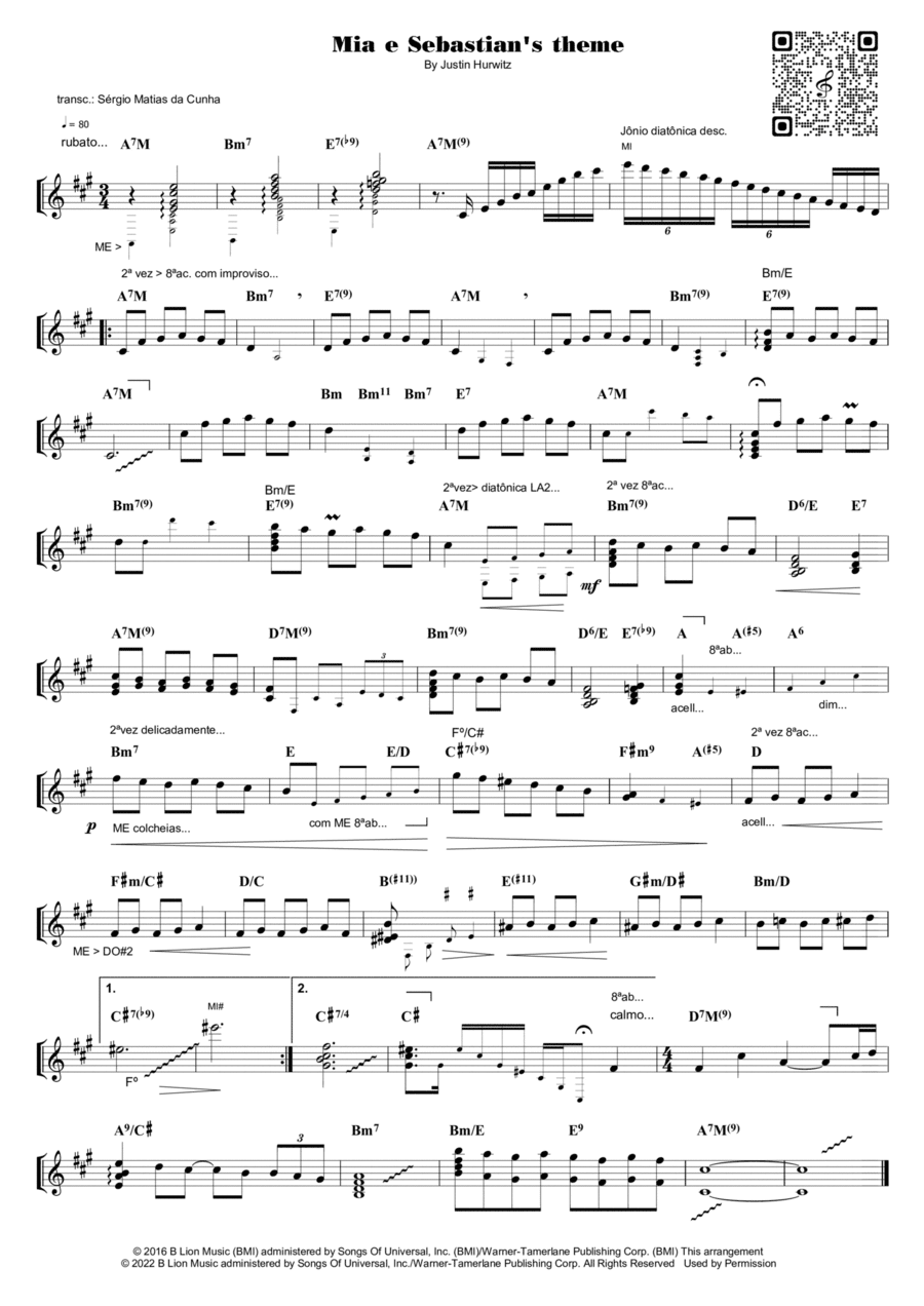 Mia & Sebastian's Theme Piano Solo scores gallery preview page 1