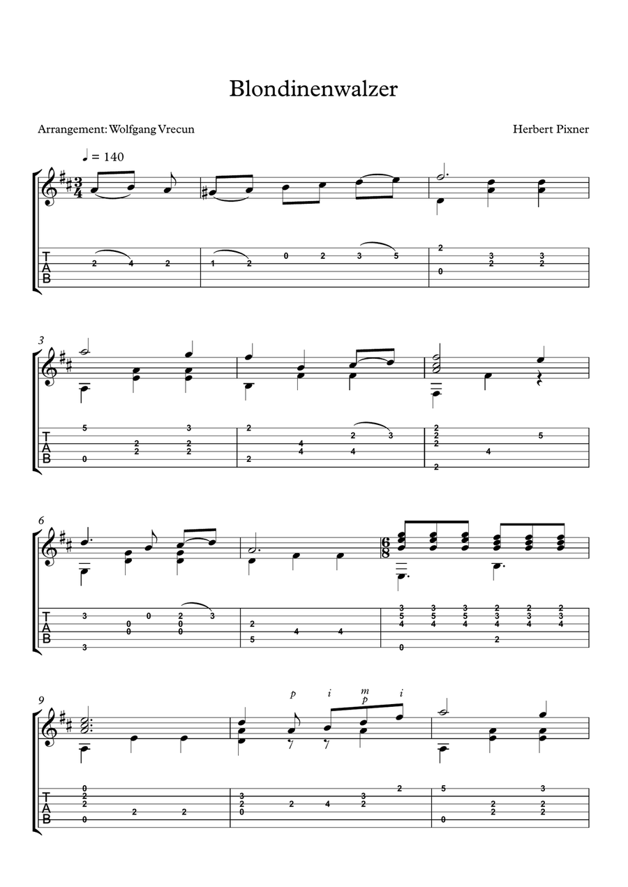 Blondinenwalzer Acoustic Guitar scores gallery preview page 1