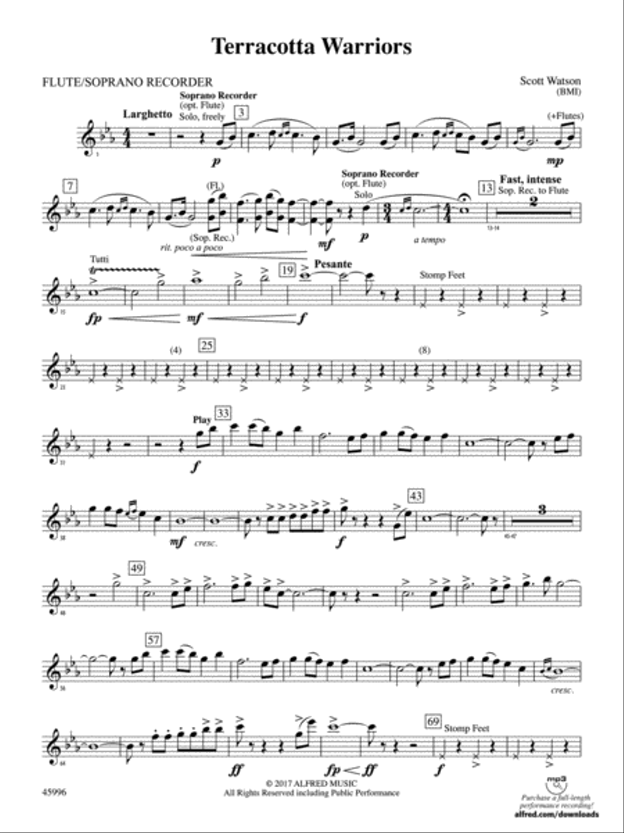 Terracotta Warriors: Flute Concert Band scores gallery preview page 1