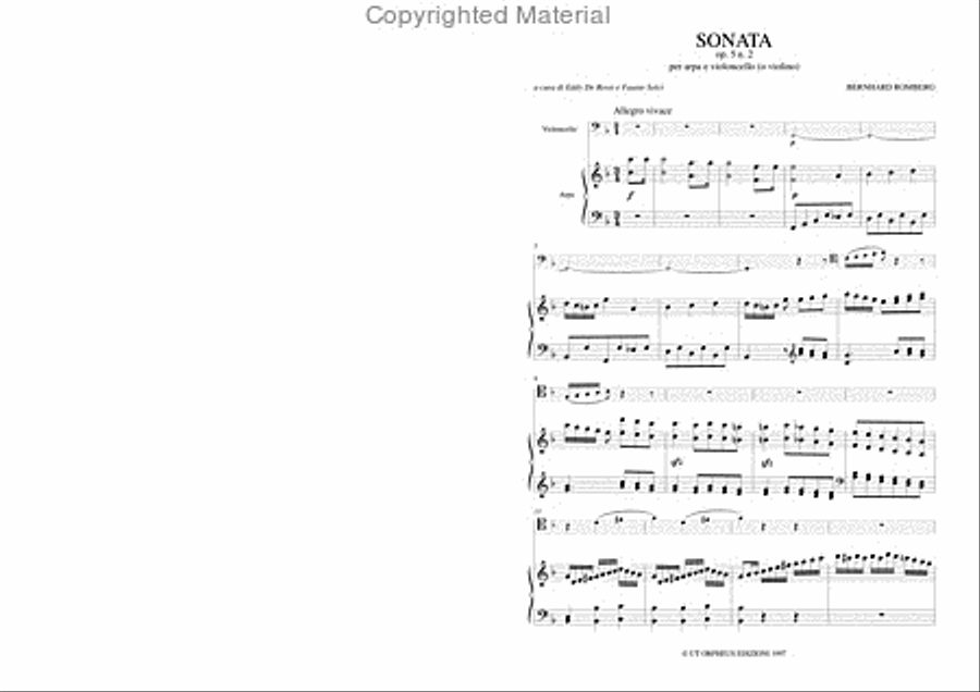 Sonata Op. 5 No. 2 for Harp and Violoncello (Violin) Cello scores gallery preview page 2