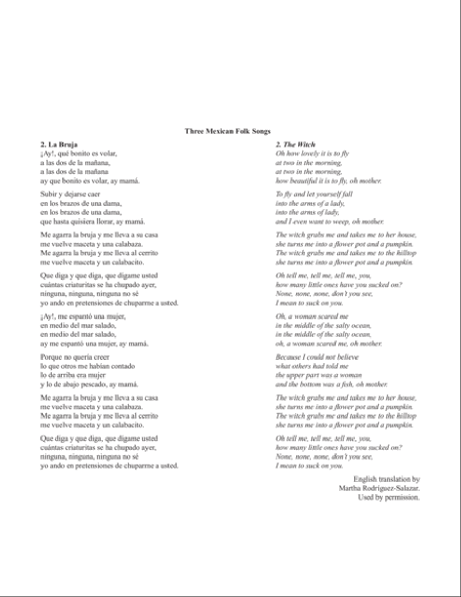 Three Mexican Folk Songs: 2. La Bruja 4-Part scores gallery preview page 2