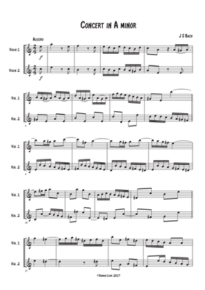 Book cover for Violin duet - Bach Violin concerto A minor 1st movement