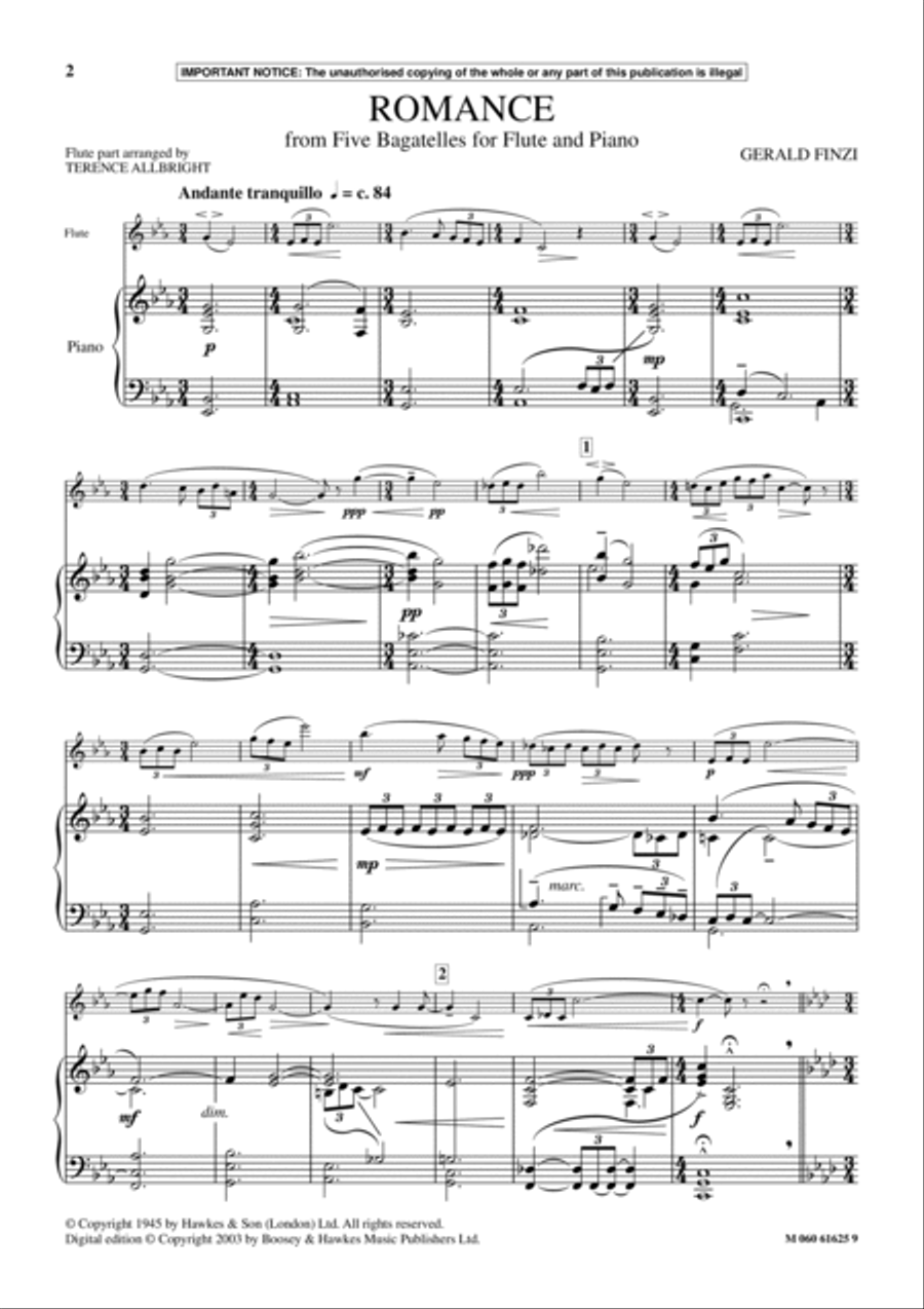 Romance (from Five Bagatelles For Flute And Piano) Flute Solo scores gallery preview page 2
