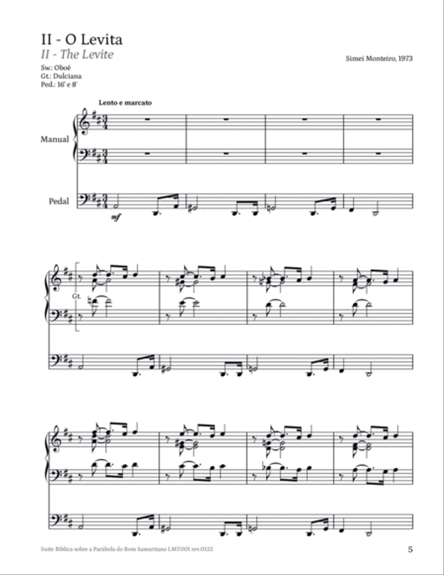 Suíte Bíblica sobre a Parábola do Bom Samaritano para órgão Organ Solo scores gallery preview page 5