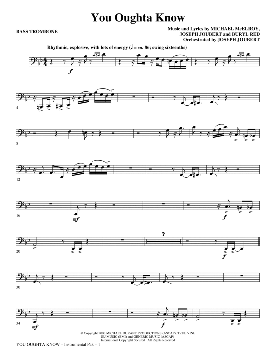 You Oughta Know - Bass Trombone Choir scores gallery preview page 1